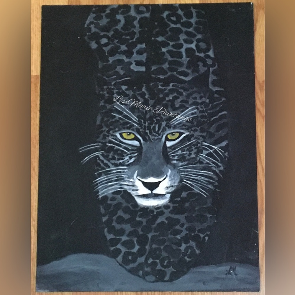Black and Gray Leopard Original Painting